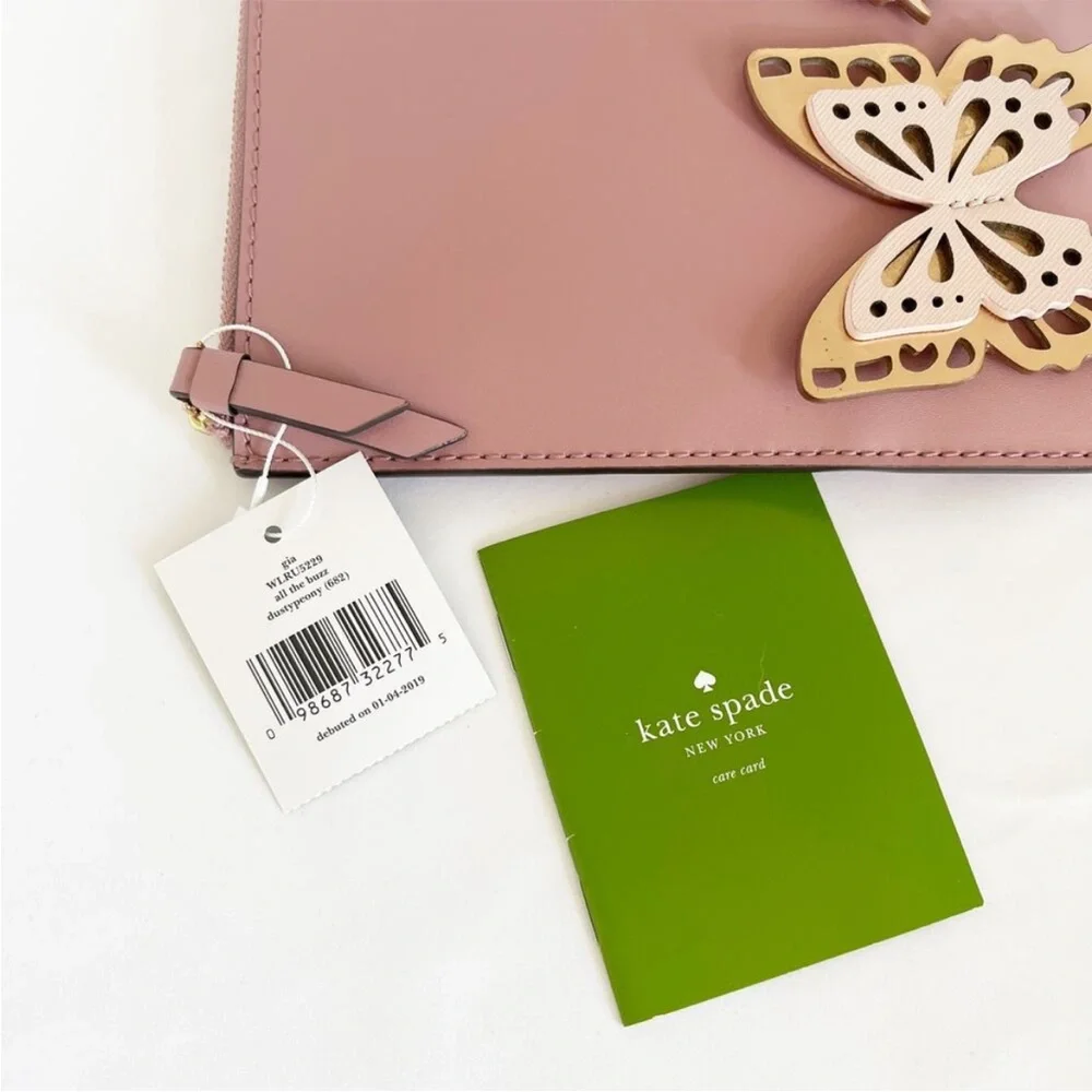 NWT Kate Spade Gia Dusty Peony Butterfly Large Clutch/Wristlet - Picture 5 of 7